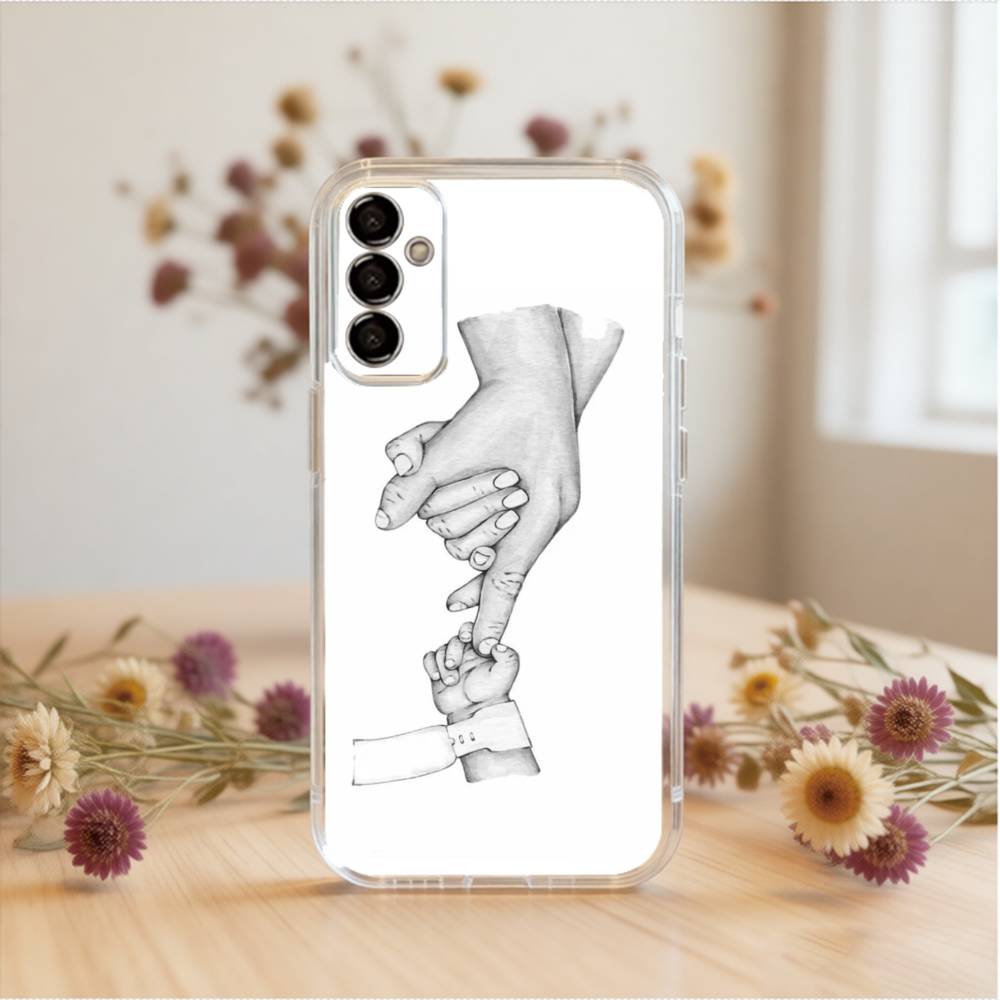 Baby Mom Dad Family Hand   Phone Case For SamsungA10,12,20,21S,30,31,40,50,51,52,70,71 Transparent Cover
