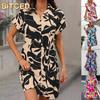 Fashion Summer Spring Short Sleeve POLO Neck Casual Dresses