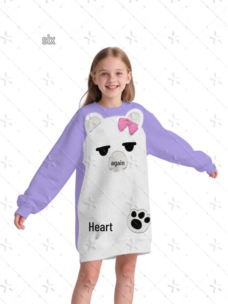 MIRA Kpop Demon Hunter Girl Group Fioletowa Bluza z Kapturem z Nadrukiem Misia - Modny Styl Cosplay