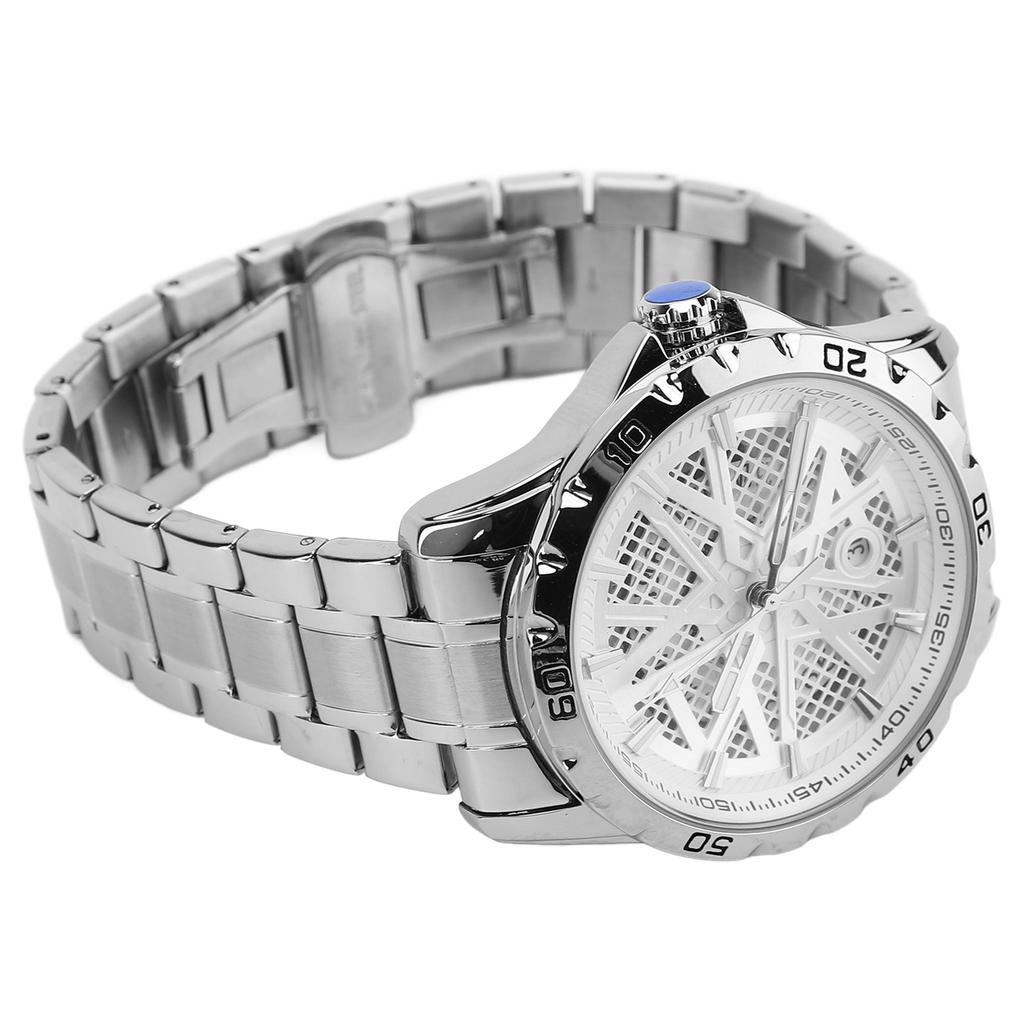 Men Wrist Watch Quartz Movement Zinc Alloy Bezel Stainless Steel Belt Waterproof Analog Display