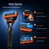 Men's Orange-Blue Five-Layer Razor, Universal Blade, Full Body Washable, Portable Trimmer
