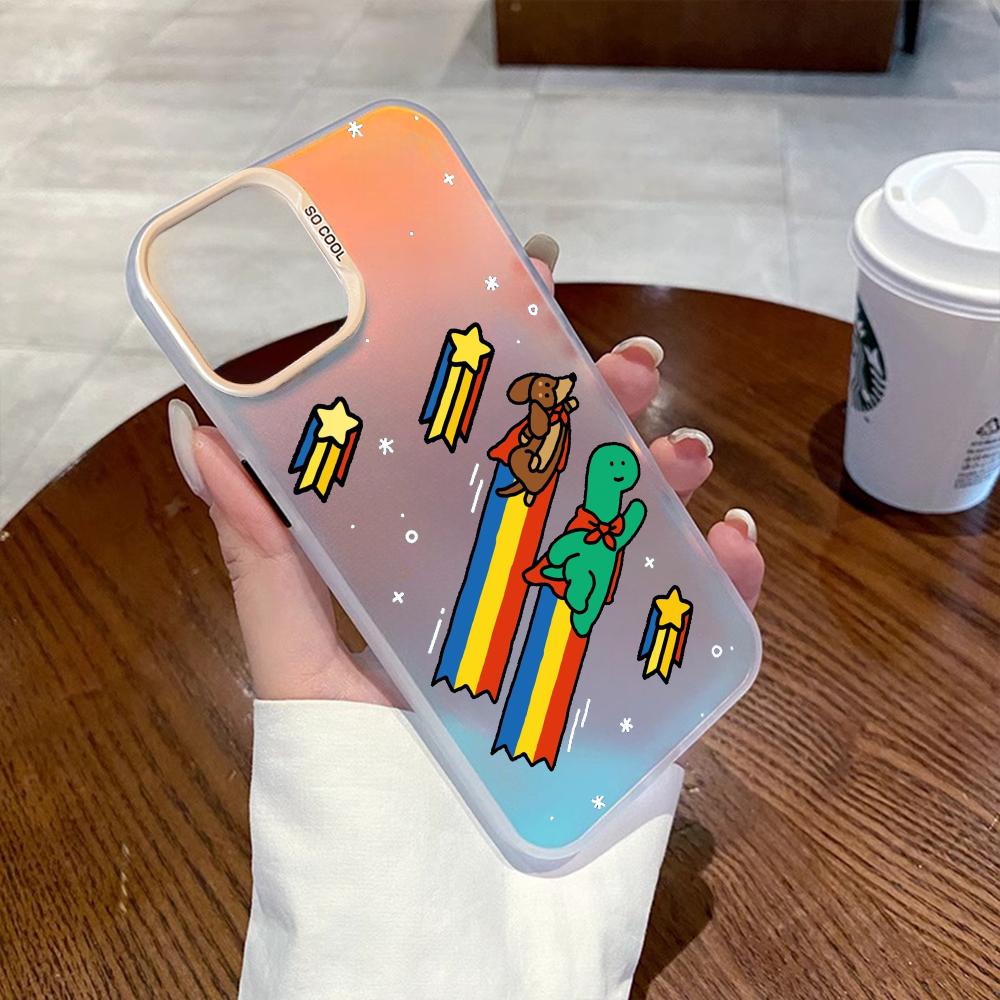 

Cute Puppy dog rainbow pattern Phone Case For lMDColor Silver Shell For lPhone 17 16 e 15 14 13 12 11 Pro Max Plus iPhone 15 Pro
