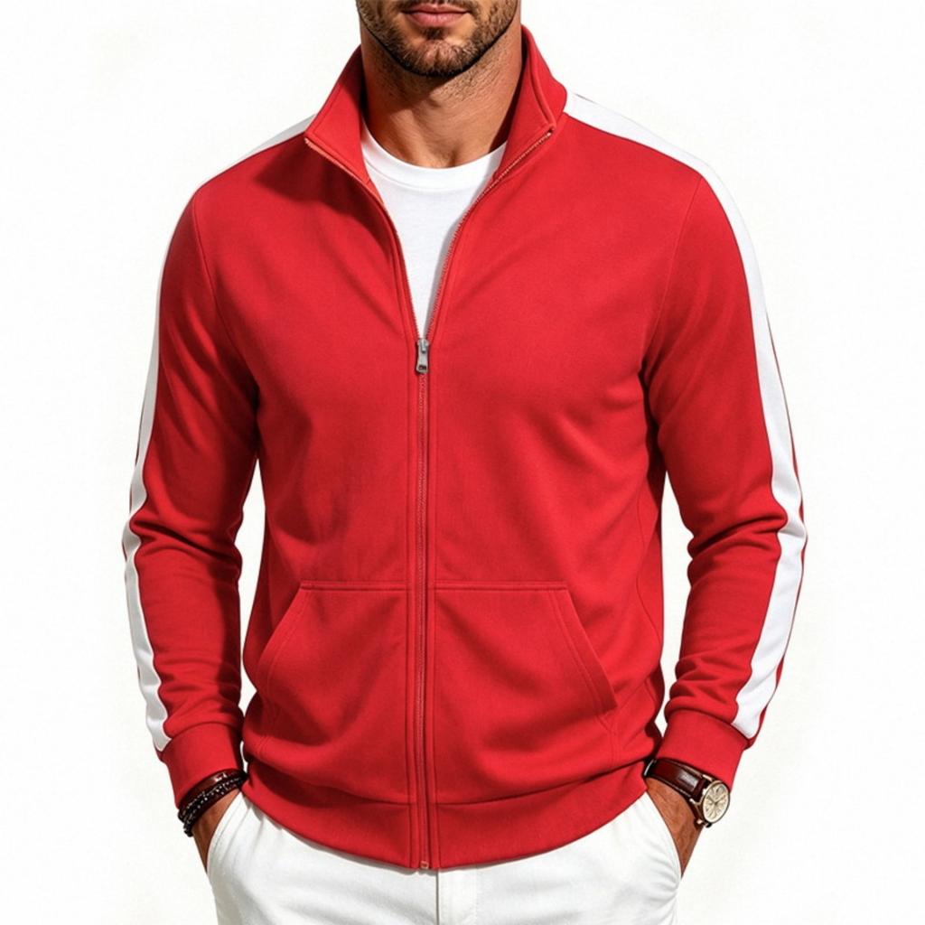 Bequeme lässige Herren-Langarmjacke mit Stehkragen und Taschen für den Alltag