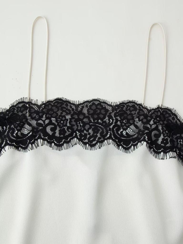 European and American Women's Casual Silk Satin Lace Top + Skirt - Trendy INS Style
