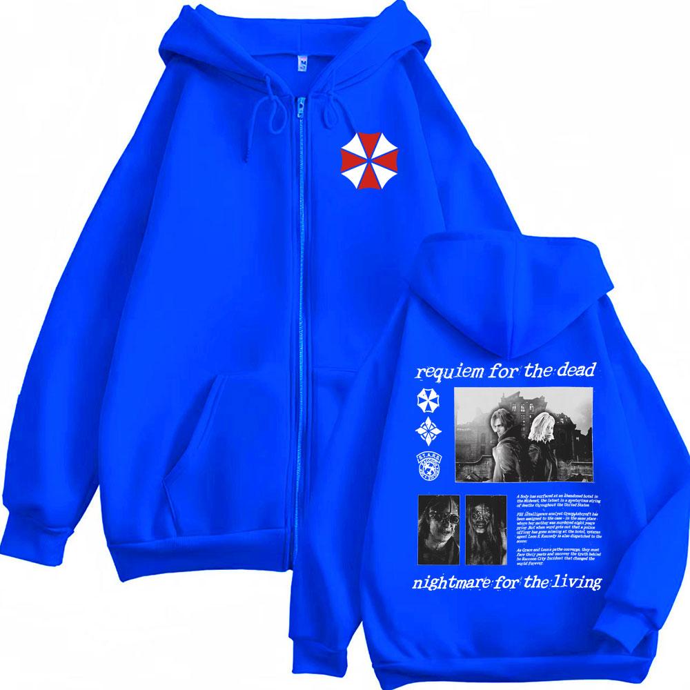 Resident Evil 9 Requiem Zip Up Hoodie Fashion Violence Aesthetic Jacket Sweatshirt Coats Men  Zipper Hooded