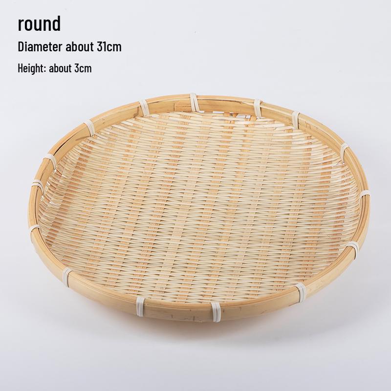 Handmade Bamboo Weaving Sieve Basket Storage and Snack Plate Set