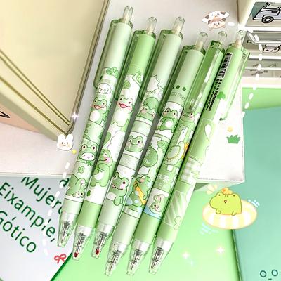 6pcs 0.5mm Tipo Presión Lindo Rana Matcha Bolígrafo de Gel Papelería para Estudiantes Suministros de Oficina