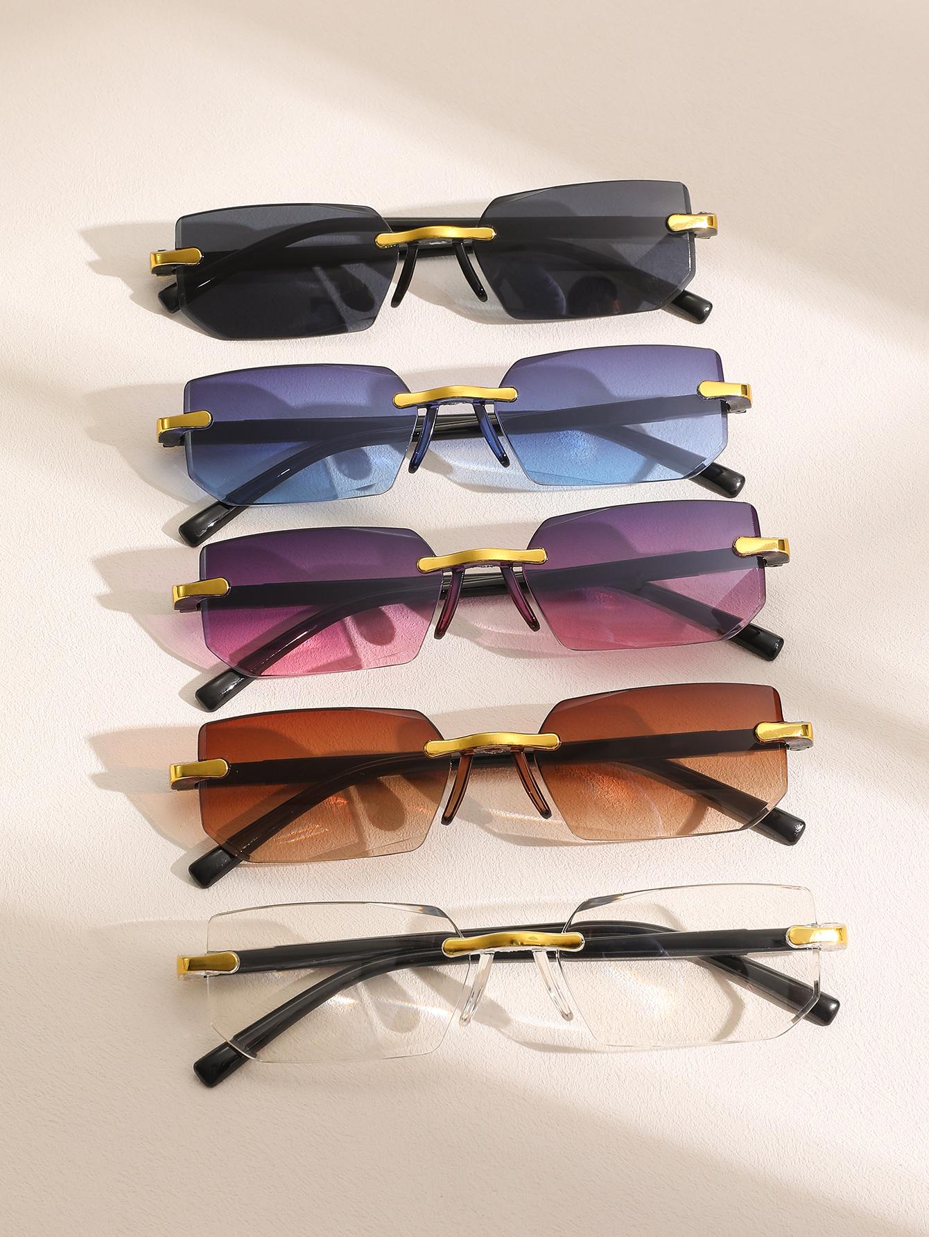 

5PCS Unisex Frameless Fashion Glasses Set Suitable for Daily Wear And Driving Gift Idea for Men And Women