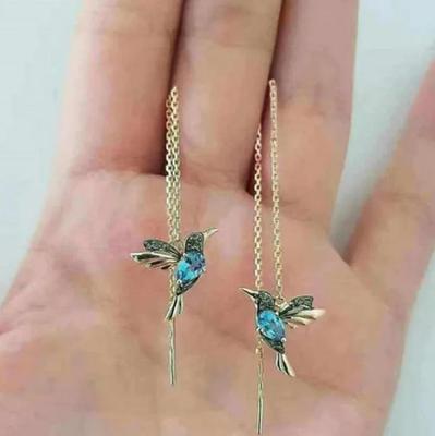 New Fashion Long Hanging Bird Earrings For Women Elegant Crystal Girl Drop Tassel Earring Ladies Custom Jewelry