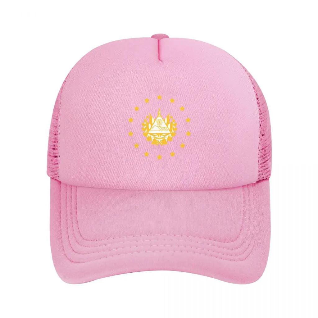 Escudo De El Salvador En Oro Dorado Fondo Negro Mesh Baseball Caps Snapback Baseball Hats Casquette For Mens And Womens