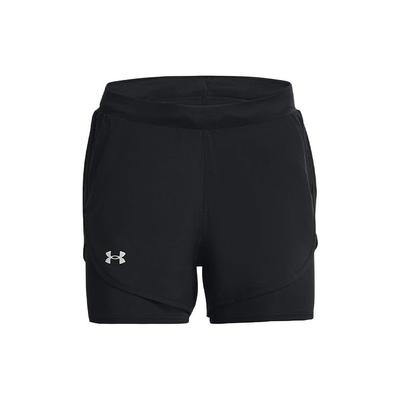 Einfarbige, netzgefütterte, kreuzgewebte Stretch-Fitness-Sportshorts für Damen, Schwarz 1369768-002