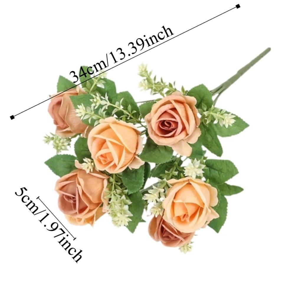 Red Silk Roses Simulated Flowers Romantic Nordic Style Arch Wreath Silk Flowers Bridal Bouquet Home Vase Decor Handheld Bouquet