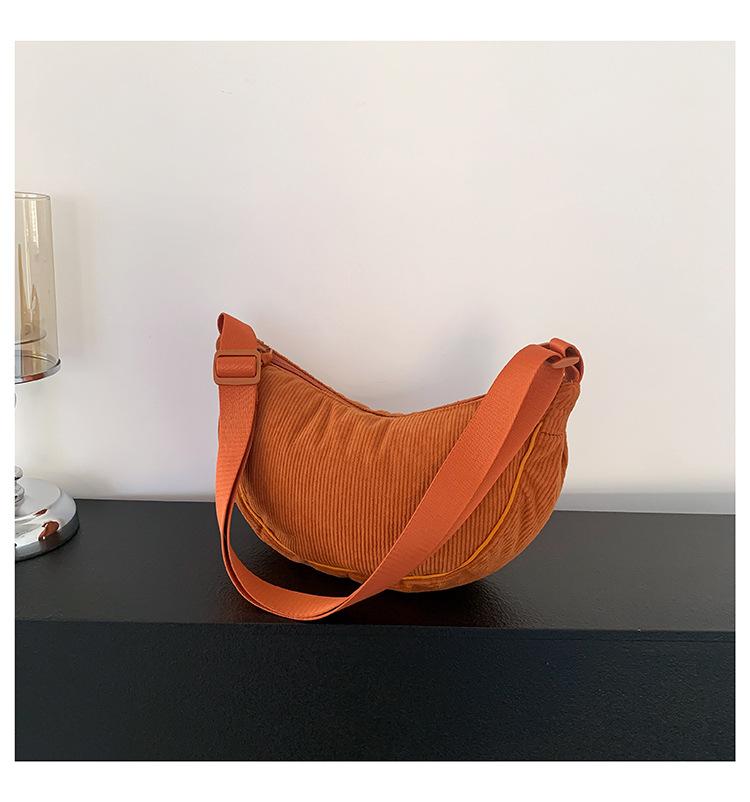 

Вельветовая сумка-пельмень Осень Зима Новая Женская Сумка на Плечо Мужская Сумка Кроссбоди Подмышечная Сумка Легкая оранжевый