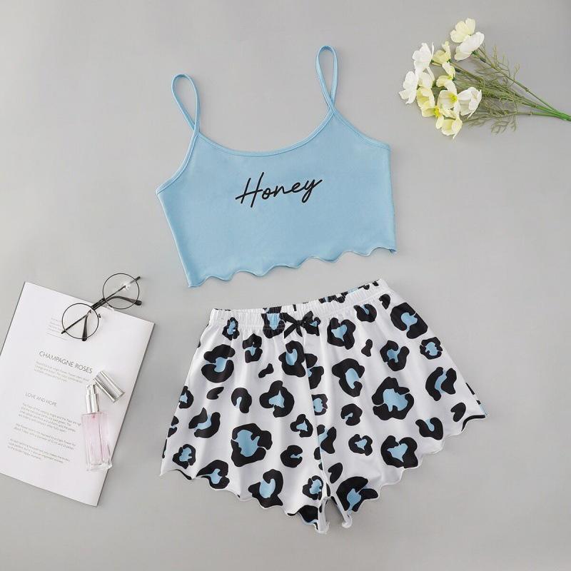 European and American Sleeveless Tank Top & Shorts Two-Piece Pajama Set for Women