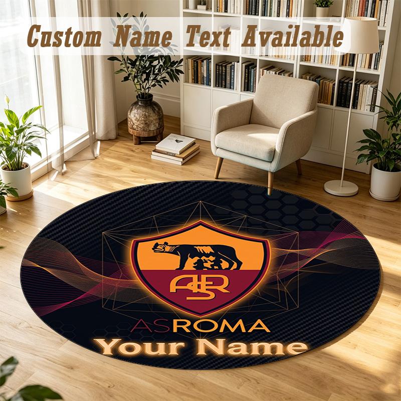 Round Rug Custom NameAS Roma Pattern Non Slip Carpet Home Floor Decor