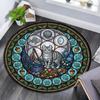 Glass Cat Mandala Round Area Rug Under Office Chairs Bedroom Living Room Home Decor