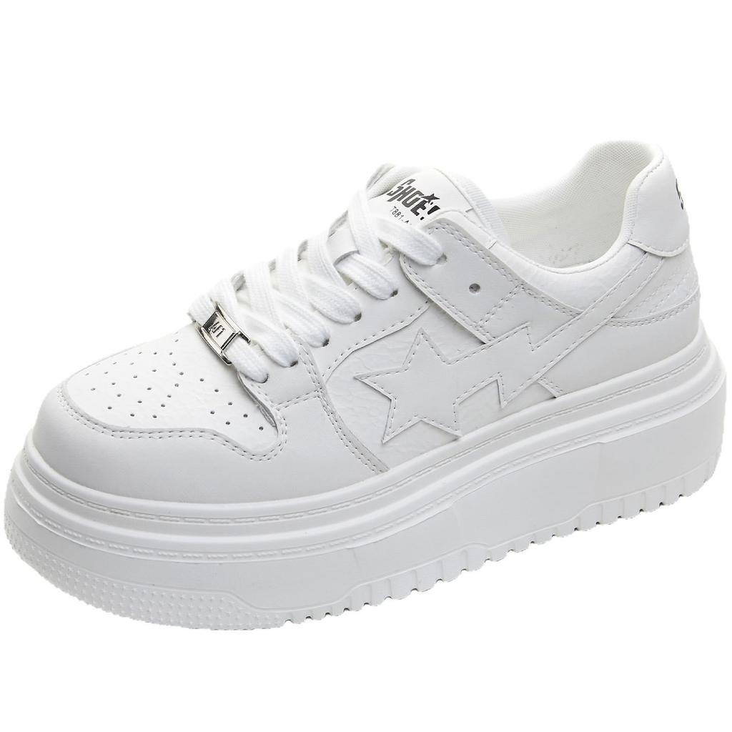 Foam Sole Leather Women's Spring New Thick Sole Heightening Women's Shoes Casual Versatile Sports Board Shoes Women