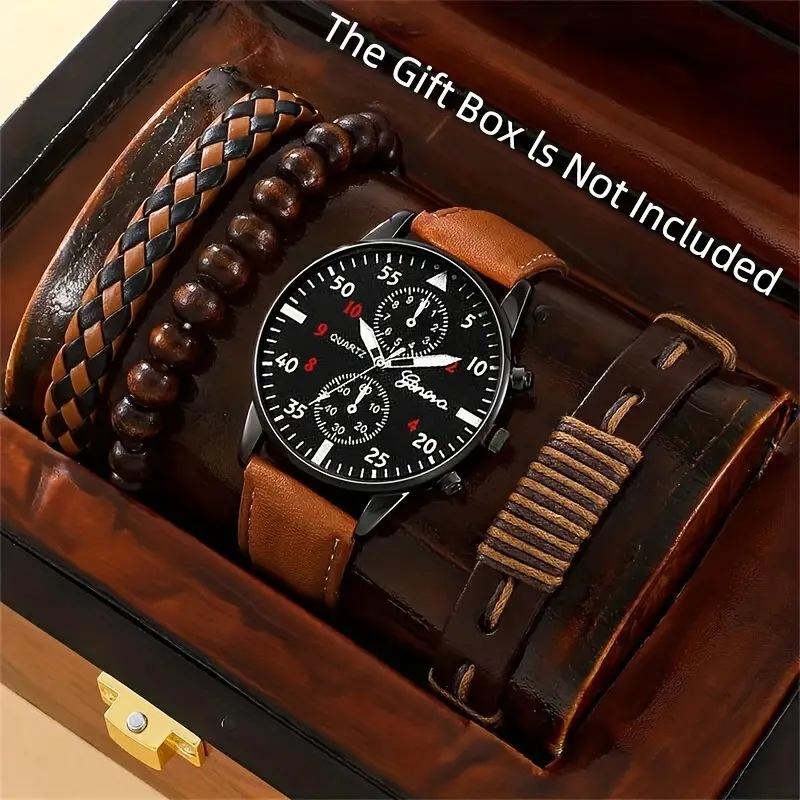 Men's Watch High-end Hong Kong Style Fashion Watch Fashion Versatile Quartz Watch High-end Watch Men's Watch Set