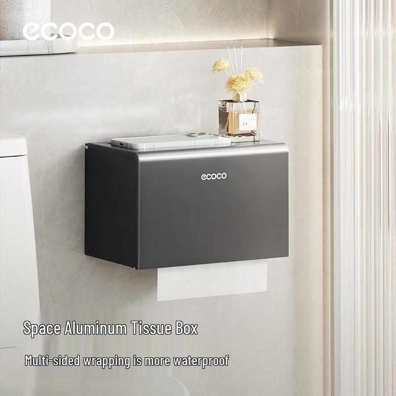 Ecoco Space Aluminum Wall-Mounted Toilet Paper Holder with Shelf