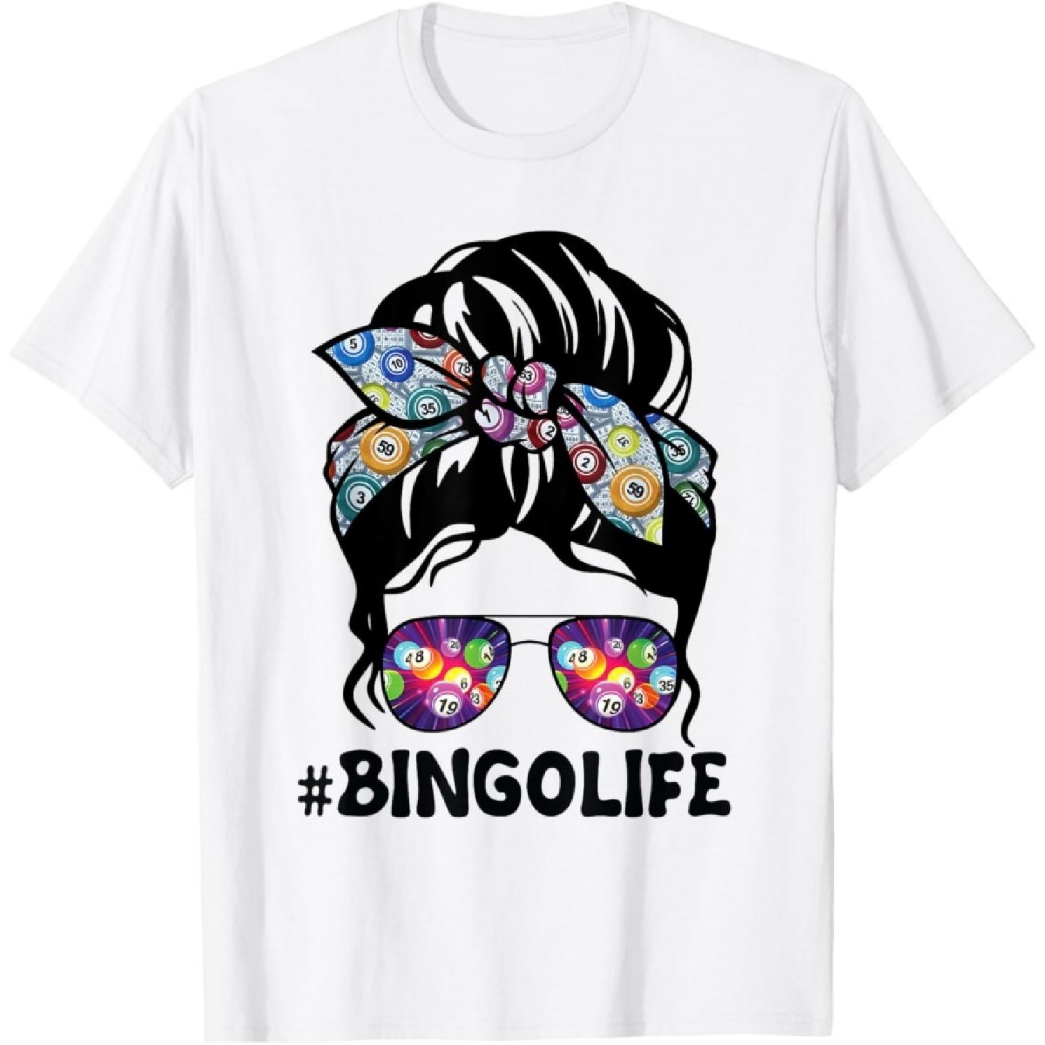 

Bingo Life Messy Bun Women Bingo Lover Grandma Mothers Day T-Shirt XXXXXL білий