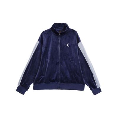 Retro Sports Stand Collar Color Block Logo Embroidered High Neck Zip Jacket Women Jackets Navy-Blue DV1397-410