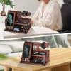 1Pc Multi-functional Wooden Telephone Extension Base Bedside Table Desktop Organizer Storage Rack Mobile Phone Holder.