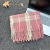 Mohair Winter Cashmere Scarves Plush Long Shawl Simple Plaid Wool Scarf  Girl