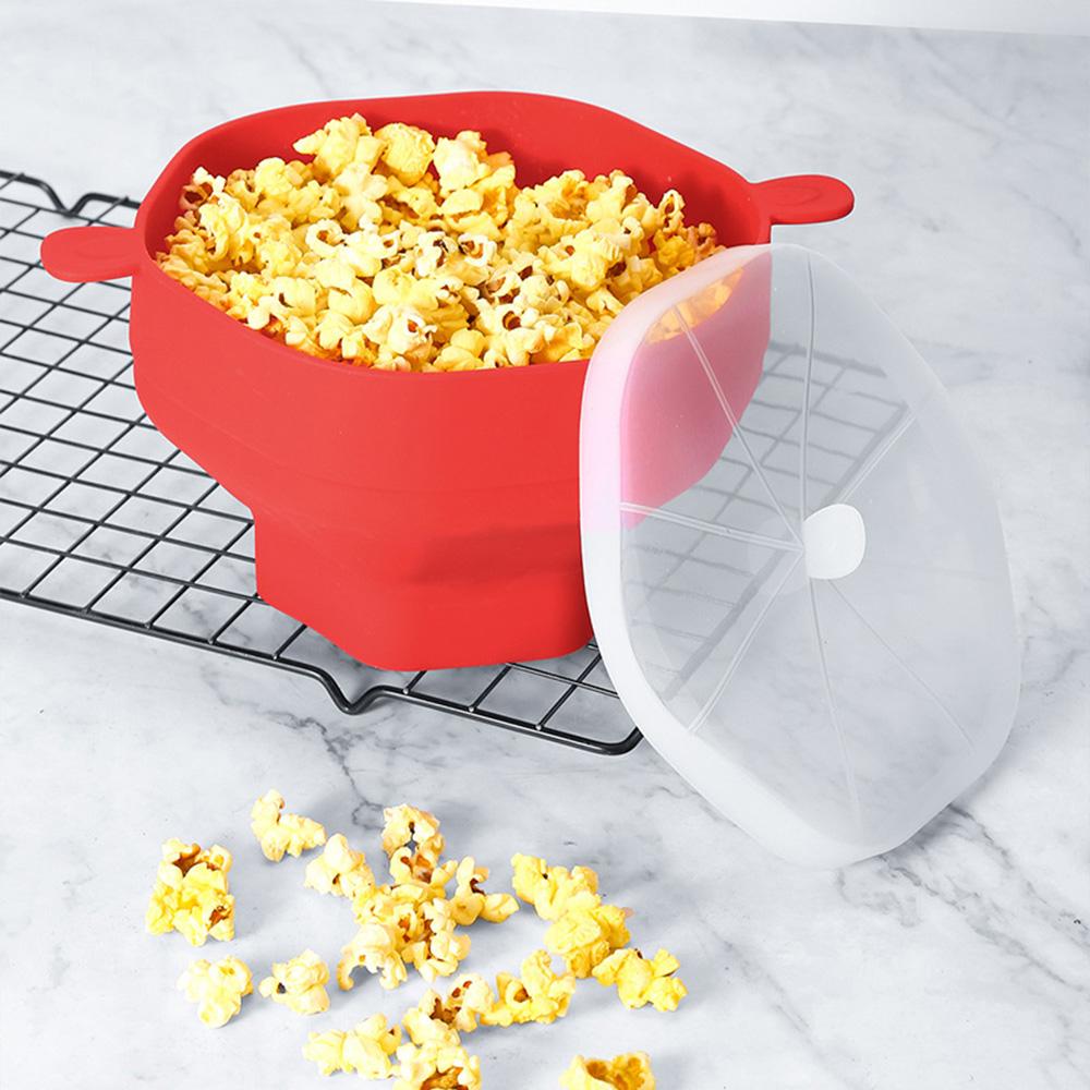 Silicone Popcorn Bowl Microwave Safe Reusable Collapsible Container with Lid  (BPA Free, FDA Certified)