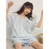 Jiangnan He 11-year summer pure cotton cartoon short-sleeved shorts set women's loungewear pajamas two-piece set