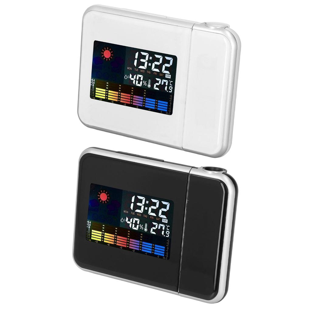 Weather Station Clock Temperature Humidity LCD Color Display LED Backlight Snooze Function Projectio