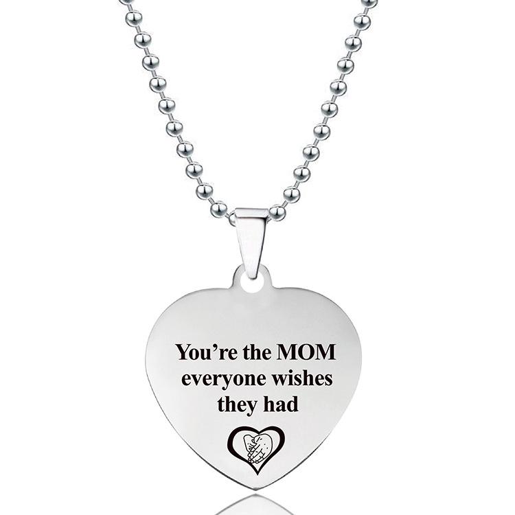 European & American Titanium Steel Heart Pendant Necklace - Engraved Love Heart & Stainless Steel, Ideal Christmas Gift