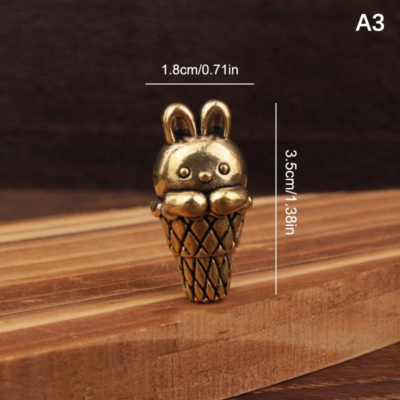 Niedliche Messingstatue Kaninchen im Vintage-Stil Kaninchenfigur Feng Shui Landschaftsbau Heim Schreibtisch Büro Regal Ornament Osterdekoration