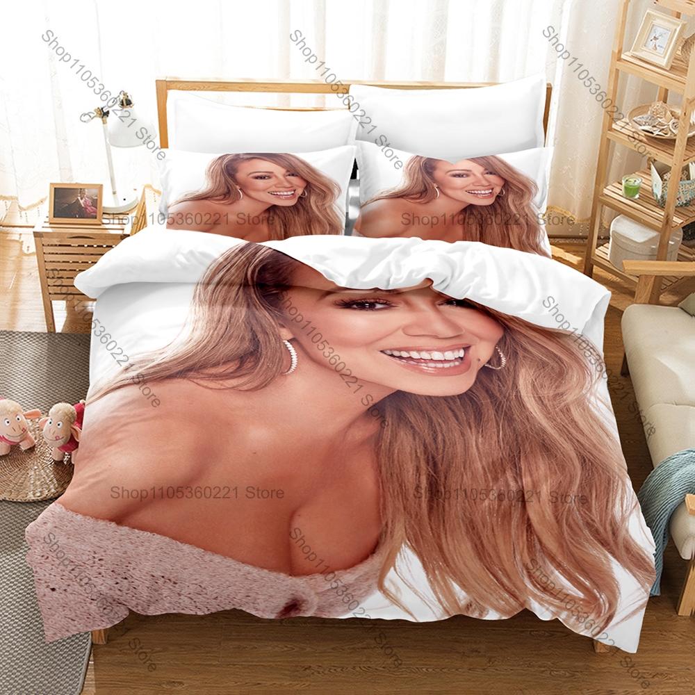 Iconic Singer Mariah Carey Bedding Set It’s Time Christmas Tour Aesthetic Signature Zipper Soft Fabric Decor Mariah Carey Lovers