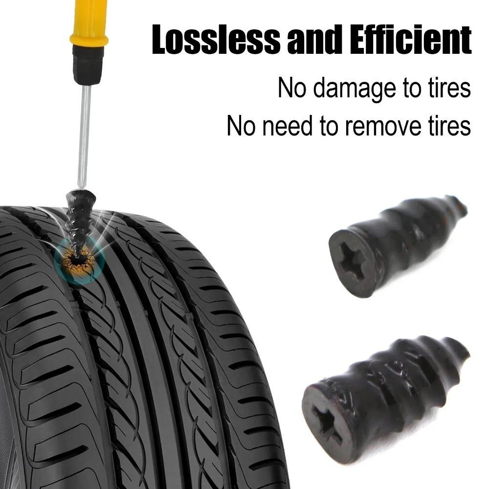Multipurpose Tire Repair Kit with Rubber Strips Tools Pliers Pressure Gauge for Car, Bike, Motorcycle. Handles Most Tire Damage