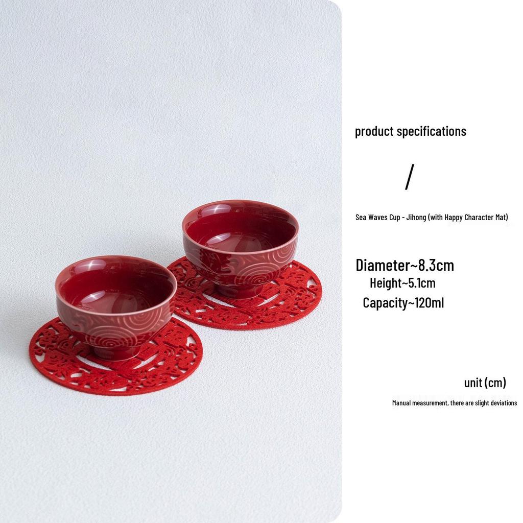 Ceramic Retro Master Cup: Personal Tea Brewing and Tasting Cup, Festive Wedding Red Design