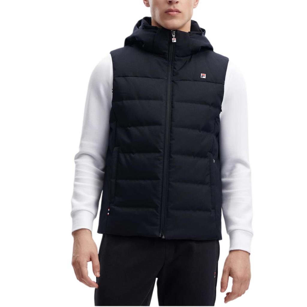 FILA 2023 Winter New Simple Fashion Basic Warm Hooded Down Vest Men tops Legendary-Blue F11M341902F-NV