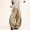 Yongfang Unisex Floor-Length Wide-Leg Pants with Drawstring and Pleated Waist