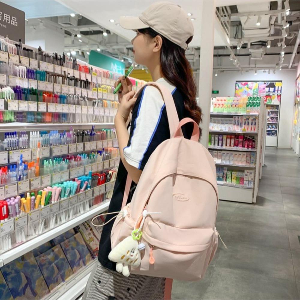 Student schoolbag Korean version solid color casual versatile backpack Japanese lightweight large-capacity campus class backpack