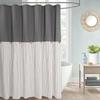 Farmhouse Shower Curtain,Beige and Black Stripe,Button Curtain,Linen and Cotton Woven Fabric,Rustic Charm Country Chic Style