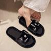 Fashion Wear Versatile Warm Winter Slippers with Metal Decoration Women Outer Velvet Cotton Winter Slippers with Velvet Slippers Women