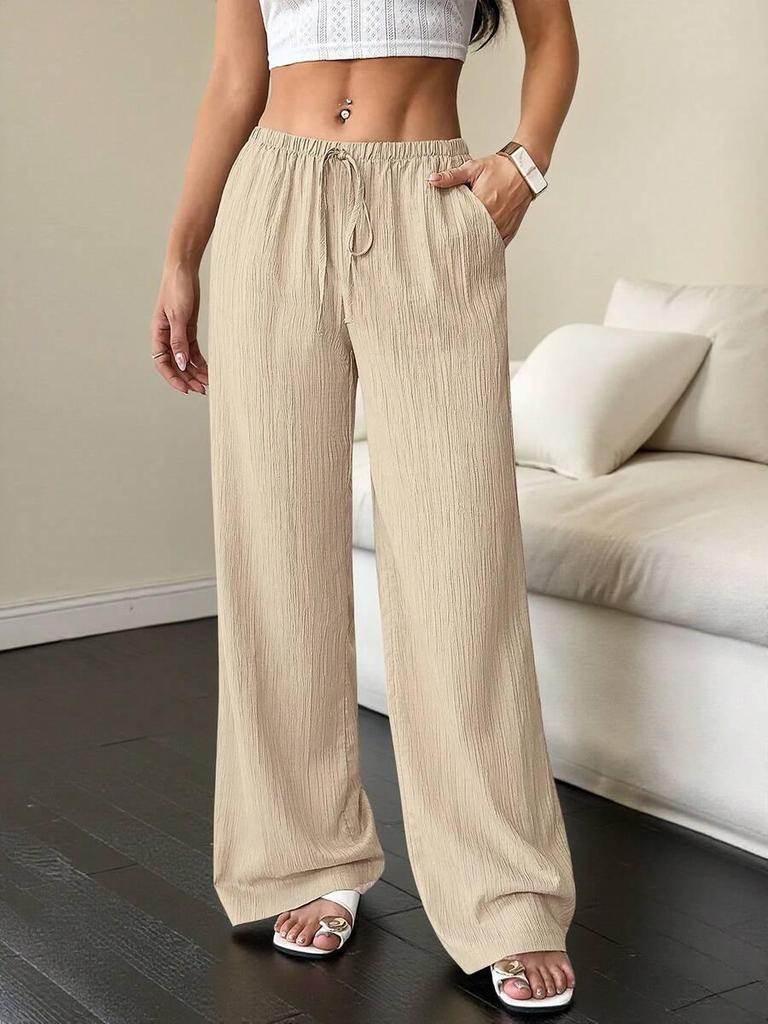 2025 Autumn European & American Style Women's Solid Color Straight-Leg Casual Pants
