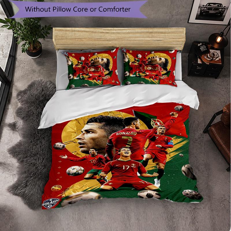 Cristiano Ronaldo Themed Bedding 3Pcs Duvet Cover Set Decorative Bed Linen For Teen Room Home Decoration
