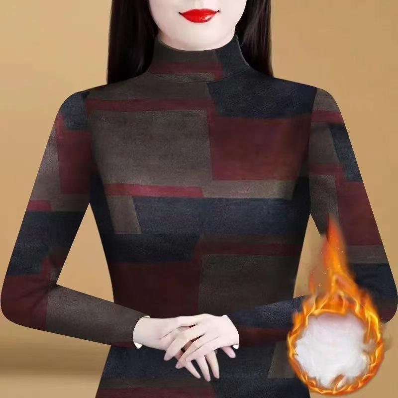 

Новый полуводолазка универсальный пуловер Fat MM топ теплая контрастная цветная футболка нижняя часть рубашки наряд для мамы 4XL