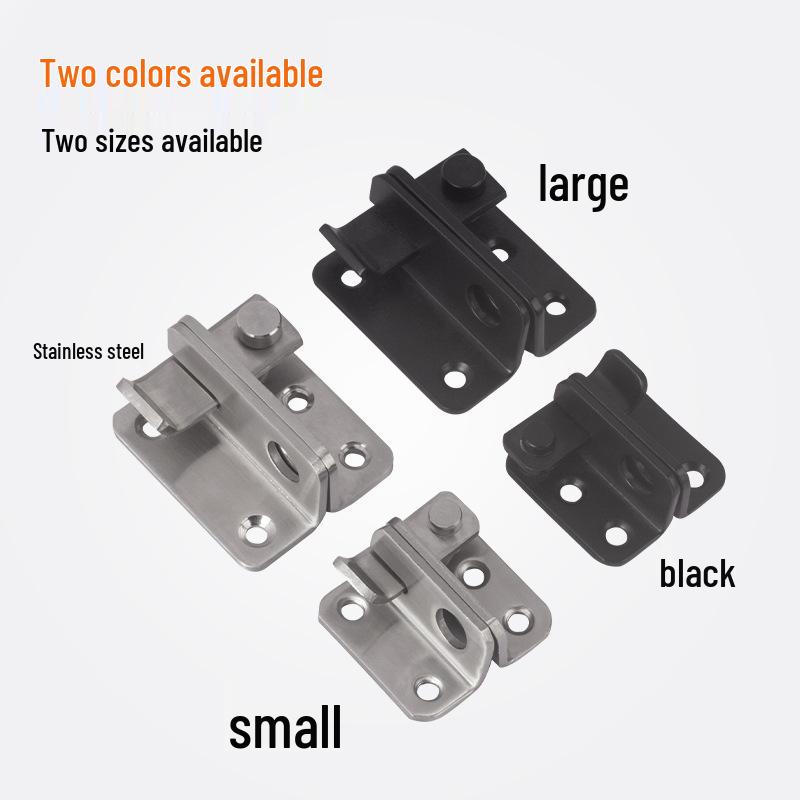 Stainless Steel No-Drill Door Lock Latch with Keyhole, Left/Right Opening, Anti-Theft Bolt.