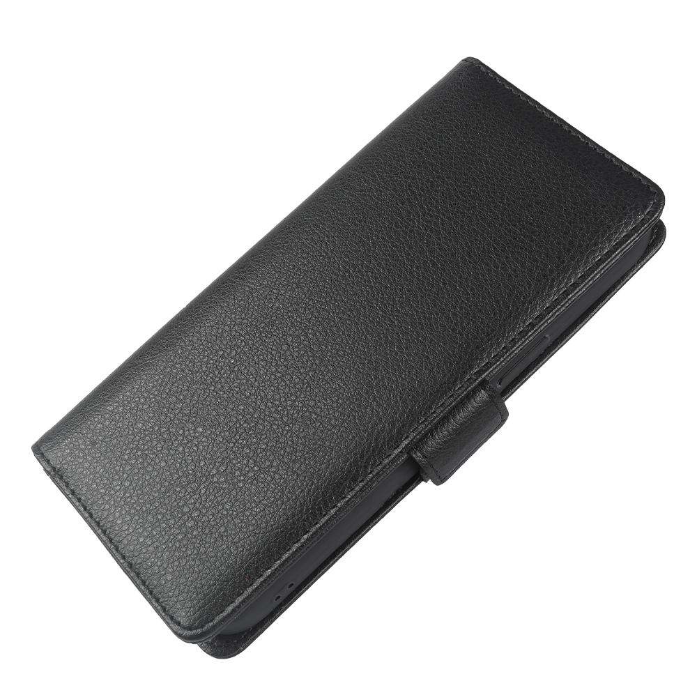 For iPhone 15 Pro Wallet Case with Dual Magnetic Clasp Litchi Textured Leather Flip Stand Phone Cover