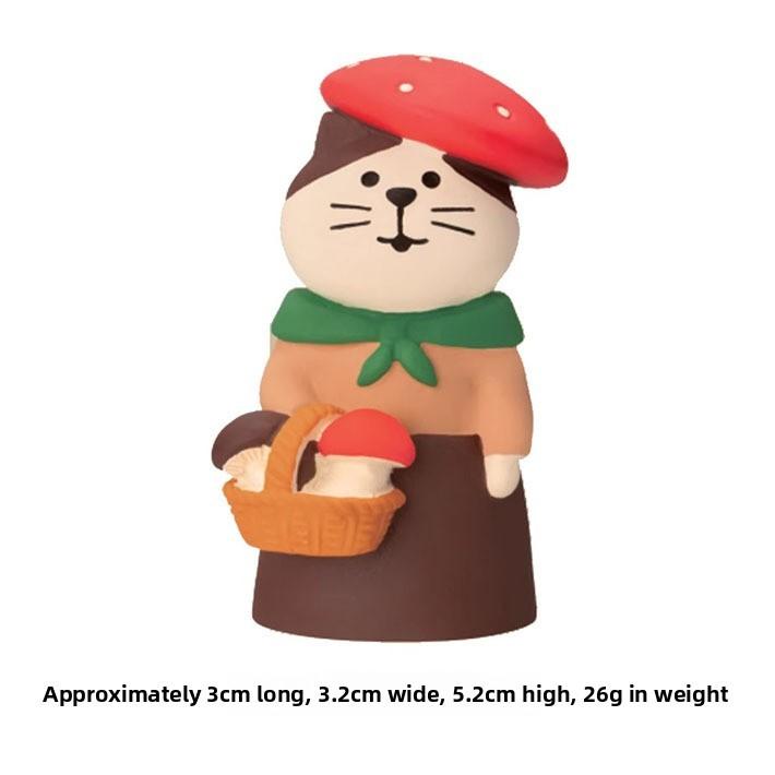 Christmas Resin Art Toys With Festive Mushroom And Cat Designs For Gift Giving