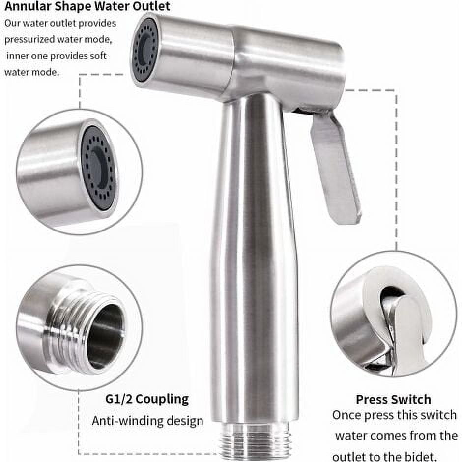 Handheld Toilet Bidet Faucet Sprayer Hand Sprayer Shower Head Self Cleaning No Punch Stainless Steel Bathroom Bidet Spraye Set
