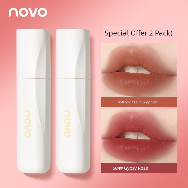 Novo Mist Lip Lacquer Low Saturation Plain Makeup Nude Lipstick Female Lip Gloss Non-Fading No Stain on Cup Student Cheap