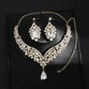 2026 Big Water Drop Jewelry Direct Sales European and American Necklaces Earrings Two-piece Set Flower Bride Retro High-end Design Set