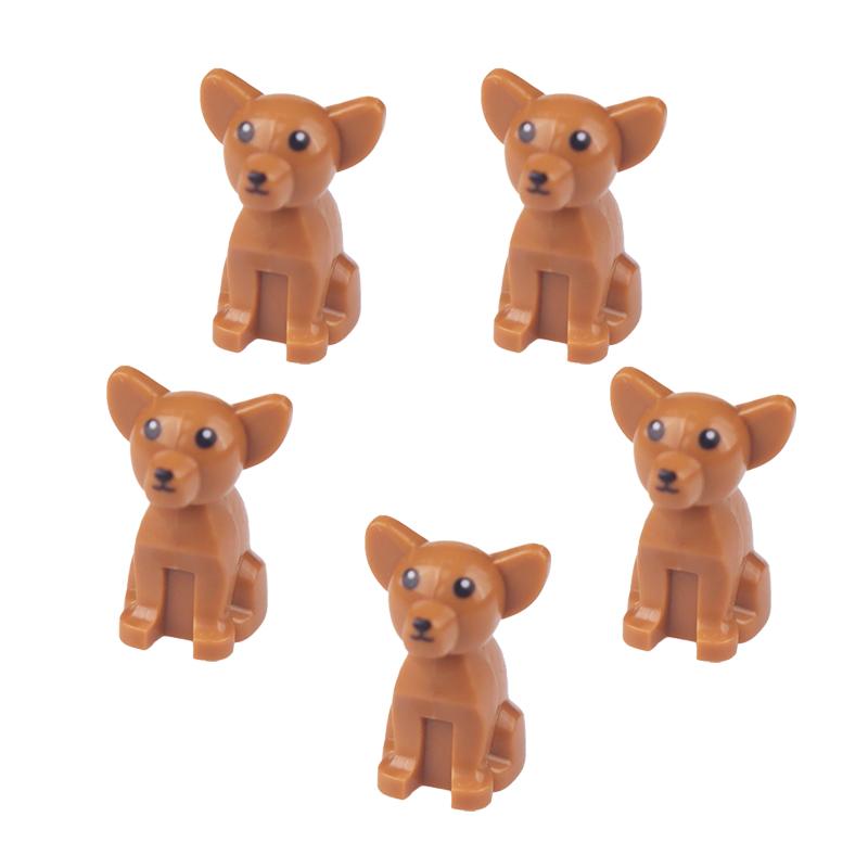 Mattoncini Compatibili Animali per Bambini MOC cane da Polizia con pelo dorato husky bulldog chihuahua modello mattoncini bambini Giocattoli Fai da Te 5p